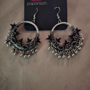 Paparazzi Black and Silver Dangle Earrings